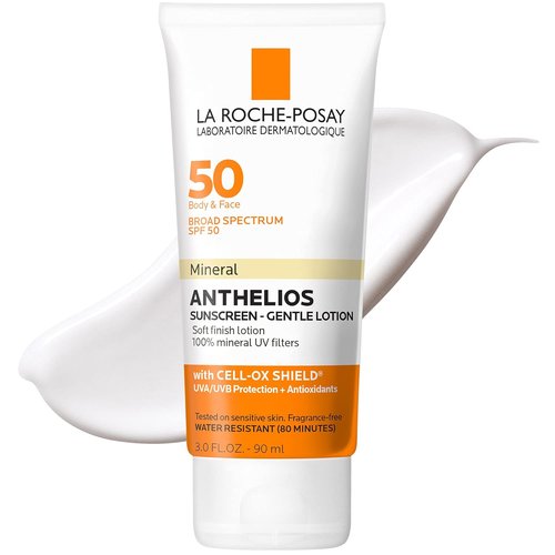 La Roche-Posay Anthelios Mineral Sunscreen SPF 50 - Gentle Lotion for Face & Body | Broad Spectrum Protection, Oil-Free