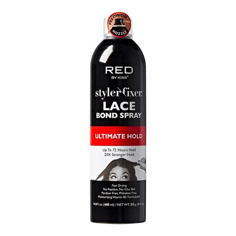 Red by Kiss Lace Bond Hold Spray Styler Fixer – The Ultimate Adhesive Spray for Wigs, Active Use, Fast Drying, Up to 72Hours 20X Stronger Hold, Daily Wig Applications