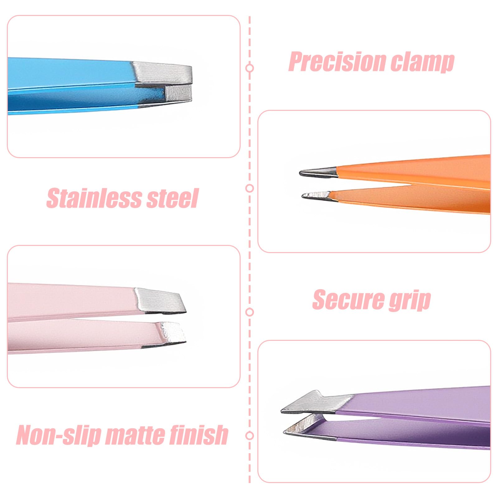 4Pcs Mini Tweezers Set, Micro Tweezers Stainless Steel Precision Eyebrow Tweezer for Facial Hair Removal, Travel Size With Leather Case