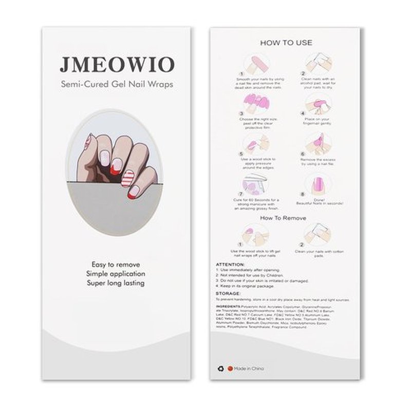 JMEOWIO Gel Nail Stickers Christmas French Tip Semi Cured Gel Nail Strips Wraps UV/LED Nails Art Design Decoration Accessories