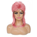Cariniss Mullet Wig for Women Shoulder Length Synthetic Cosplay Wig 80s Wigs Halloween Cosplay Daily Hair Wigs (Pink)