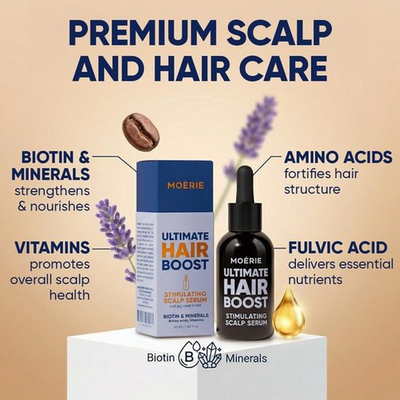 MOERIE Ultimate Hair Growth Serum - Natural Regrowth & Thickening Treatment for Women | 1.69 fl oz / 50 ml