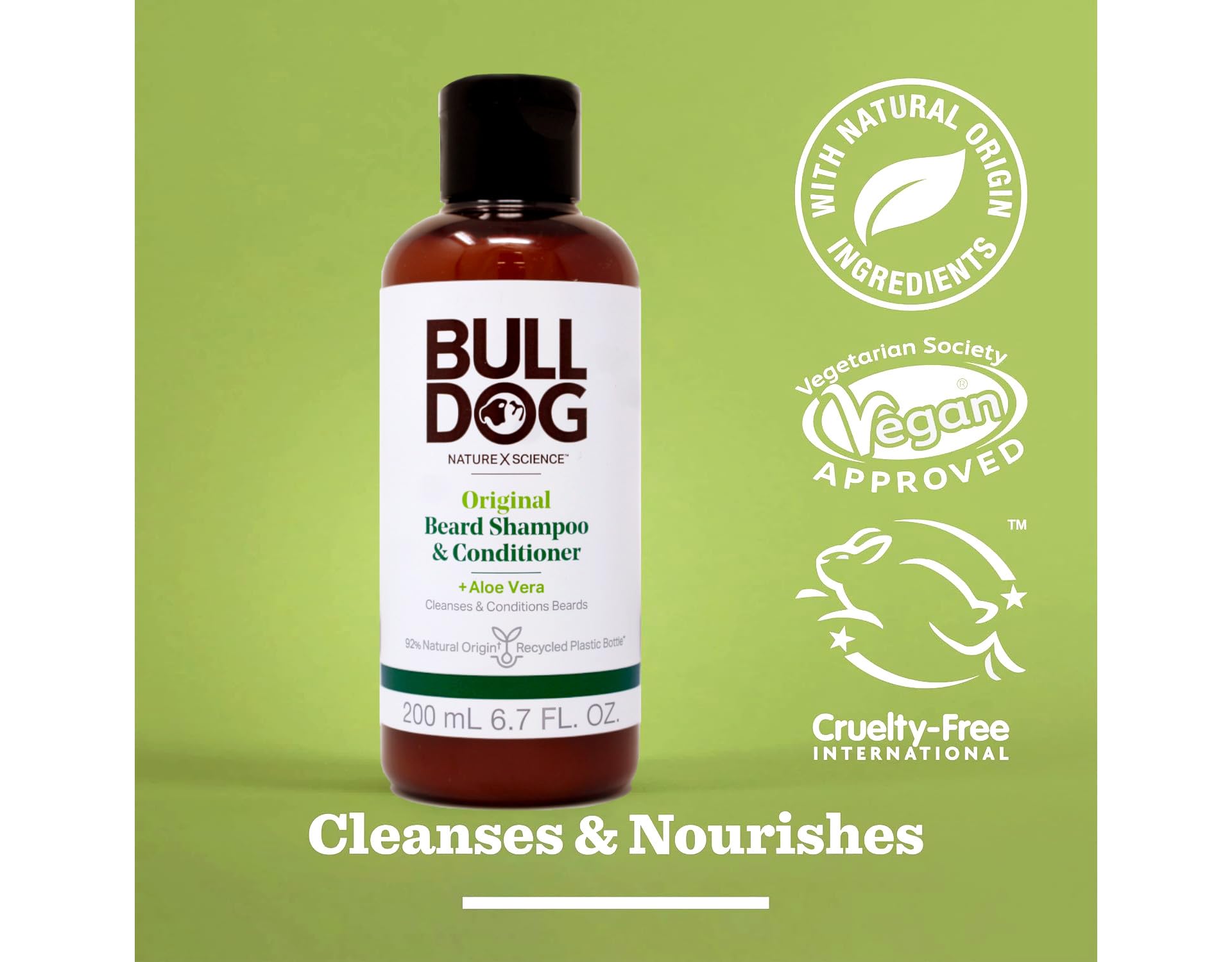 Bulldog Mens Skincare and Grooming for Men Original Beard Shampoo and Conditioner, 6.7 Ounce, Pack of 2