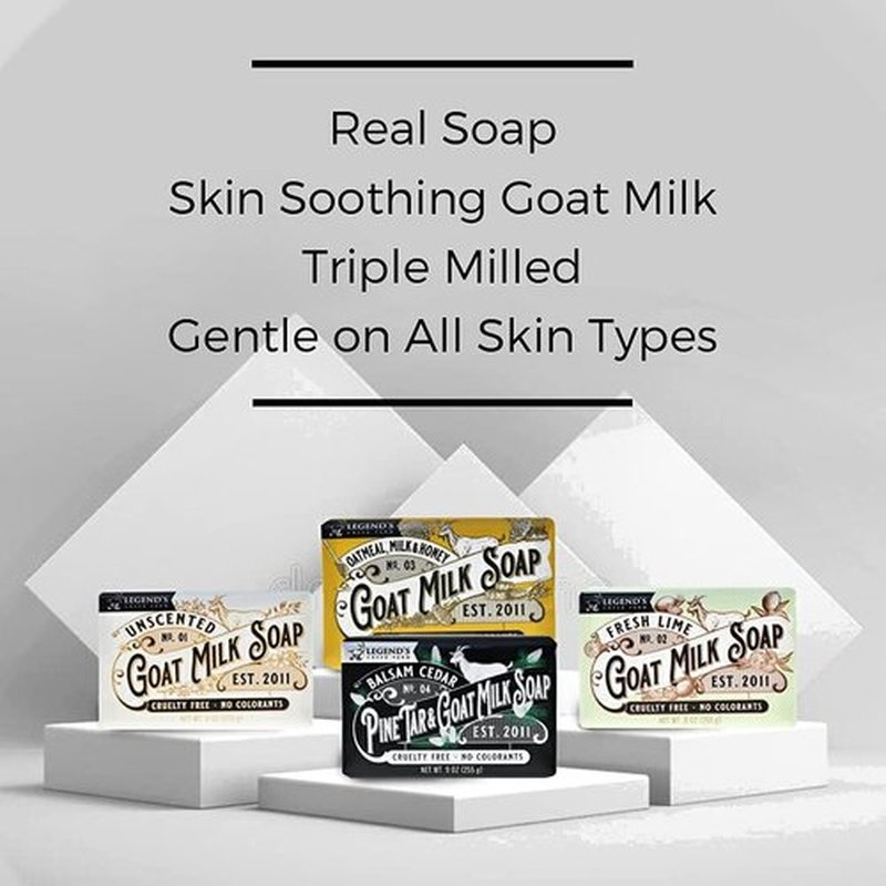 Legend's Creek Farm Goat Milk Soap - Triple Milled Moisturizing Bar for Hands and Body - 9 Oz Creamy Lather, Nourishing, Natural Soap for Sensitive Skin (Oatmeal, Milk & Honey, Pack of 2)
