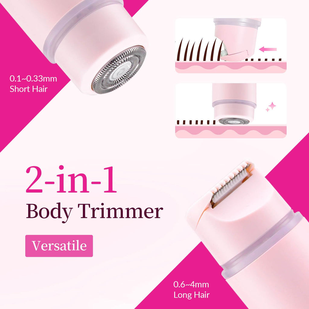 Unimiko 2-in-1 Bikini Trimmer for Women – Electric Shaver for Women, Womens Electric Razor & Trimmer for Sensitive Skin, Adjustable Comb, 100% Waterproof, Portable, USB Charge, Painless (Red)