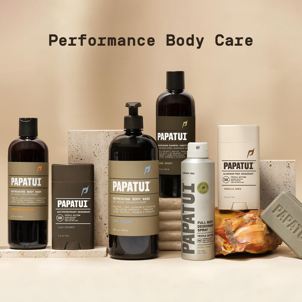 PAPATUI by Dwayne Johnson Triple Action Antiperspirant for Men | Sweat Control, Odor Neutralizer & Skin Nourishing | Sandalwood Suede | 2.6 oz