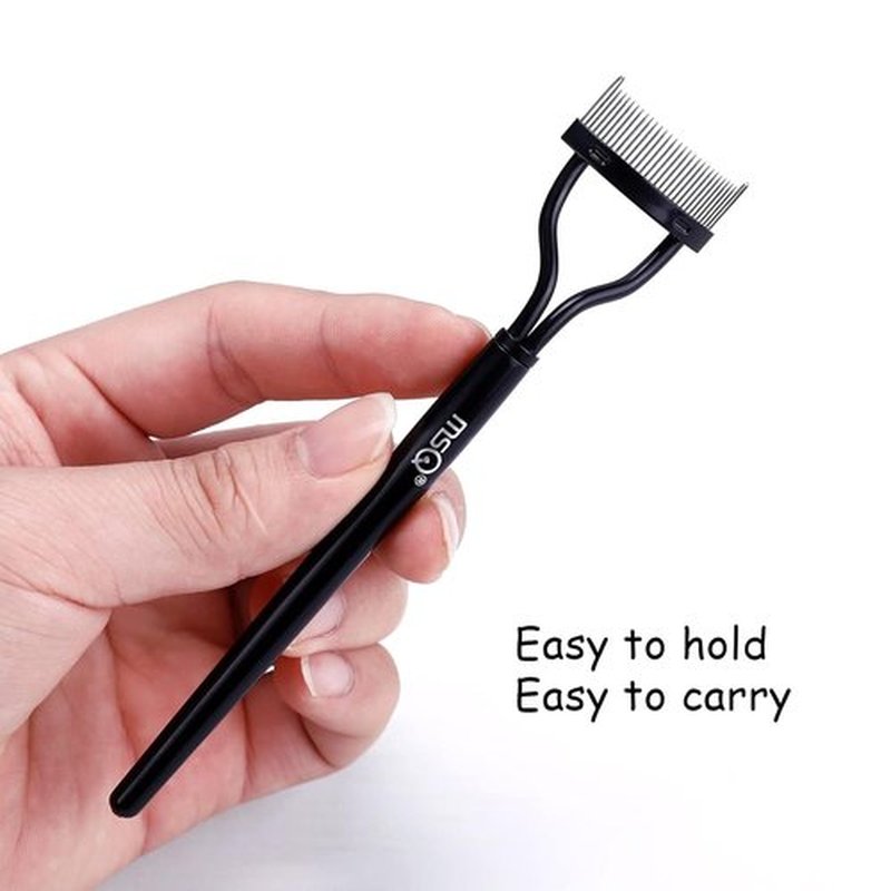 MSQ Eyelash Comb - Precision Eyelash Separator & Definer Tool with Cover | Black (1 PCS)