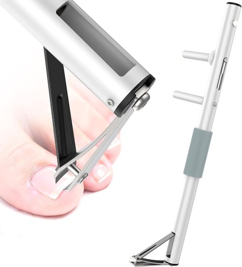 JoNeighbors Long Handled Toenail Clippers, Ergonomic Wide Jaw Opening, Ideal for Thick Nails, Seniors, Overweight, Arthritis Sufferers, Easy Reach Pedicure Clippers (S for 20in)