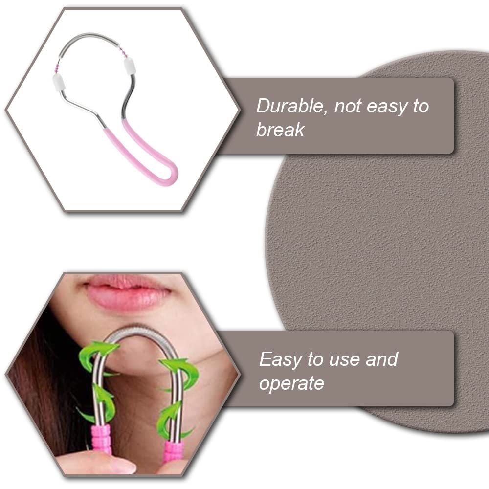 Ycnpeatt 4 Pieces Facial Hair Removers Spring Face Hair Removers with Handle Spring Hair Removal Threading Tools for Women and Men (Random Color)