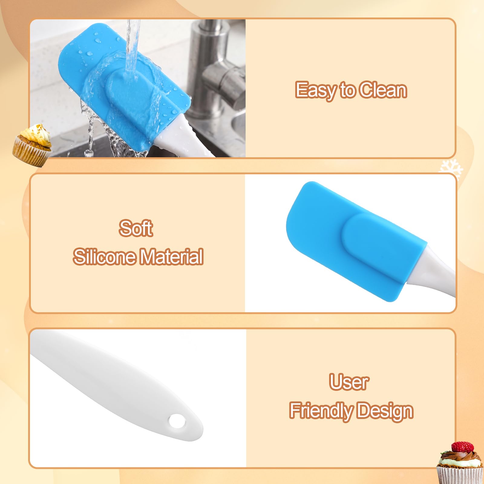 50 Pcs Mini Silicone Spatulas Bulk, 7 Inch Small Rubber Spatulas Heat Resistant Flexible Scrapers Multicolor Kitchen Cooking Utensils for Baking, Mixing & Scraping Nonstick Design, 10 Colors