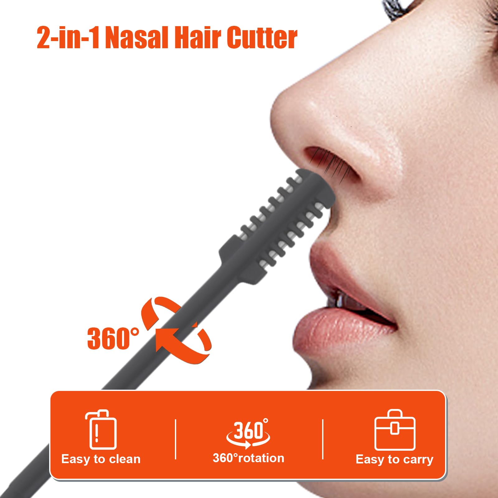 Arskivrov 5PCS 2-in-1 Nasal Hair Cutter, 2026 Upgrade Double-Sided Nose Hair Trimmer, Manual Nose Trimmer Portable for Women and Men, Gray