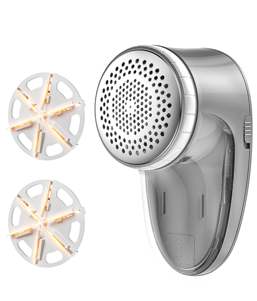 Ruidla Fabric Shaver Lint Remover, Sweater Shaver with Replaceable Stainless Steel 6-Leaf Blades, Fabric Defuzzer for Clothes Fuzz, Lint Balls - Battery Operated