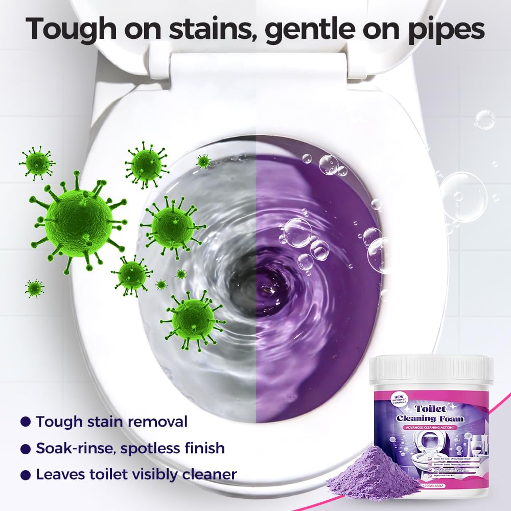 PVZXR 2026 Upgrade Toilet Bowl Cleaner, Toilet Cleaning Foam, Power Foaming Toilets Clean, Clean Foam Cleaner, Touch Free Foaming Powder – Bathroom Cleaning Powder (1PCS)
