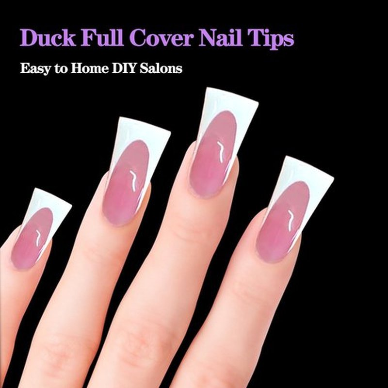 504PCS Full Cover Duck Nail Tips for Acrylic Nails Professional, Clear Duck Feet Fan Flare Tips, Extra Long Duck Tip Nails Press On Curved French Nail Extension Tips for Nail Salon with Box 12 Sizes