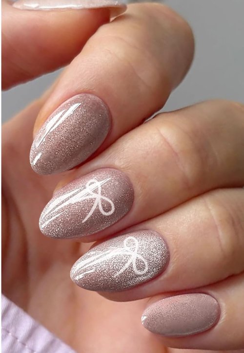 JMEOWIO Gel Nail Stickers Bow Cat Eyes Semi Cured Gel Nail Strips Wraps UV/LED Nails Art Design Decoration Accessories
