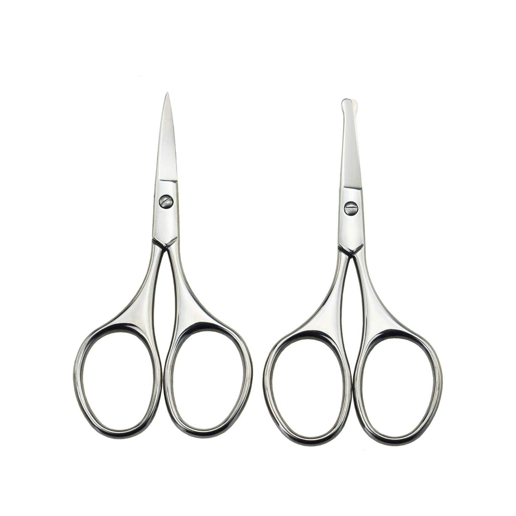 Motanar Nose Hair Trimmer Scissors-3.4' Round Tip Scissors For Ear Eyebrow Beard Mustache Trimming - Multi Purpose Round Personal Beauty Hair Care Tool For Men Women And Baby (Silver Kit)
