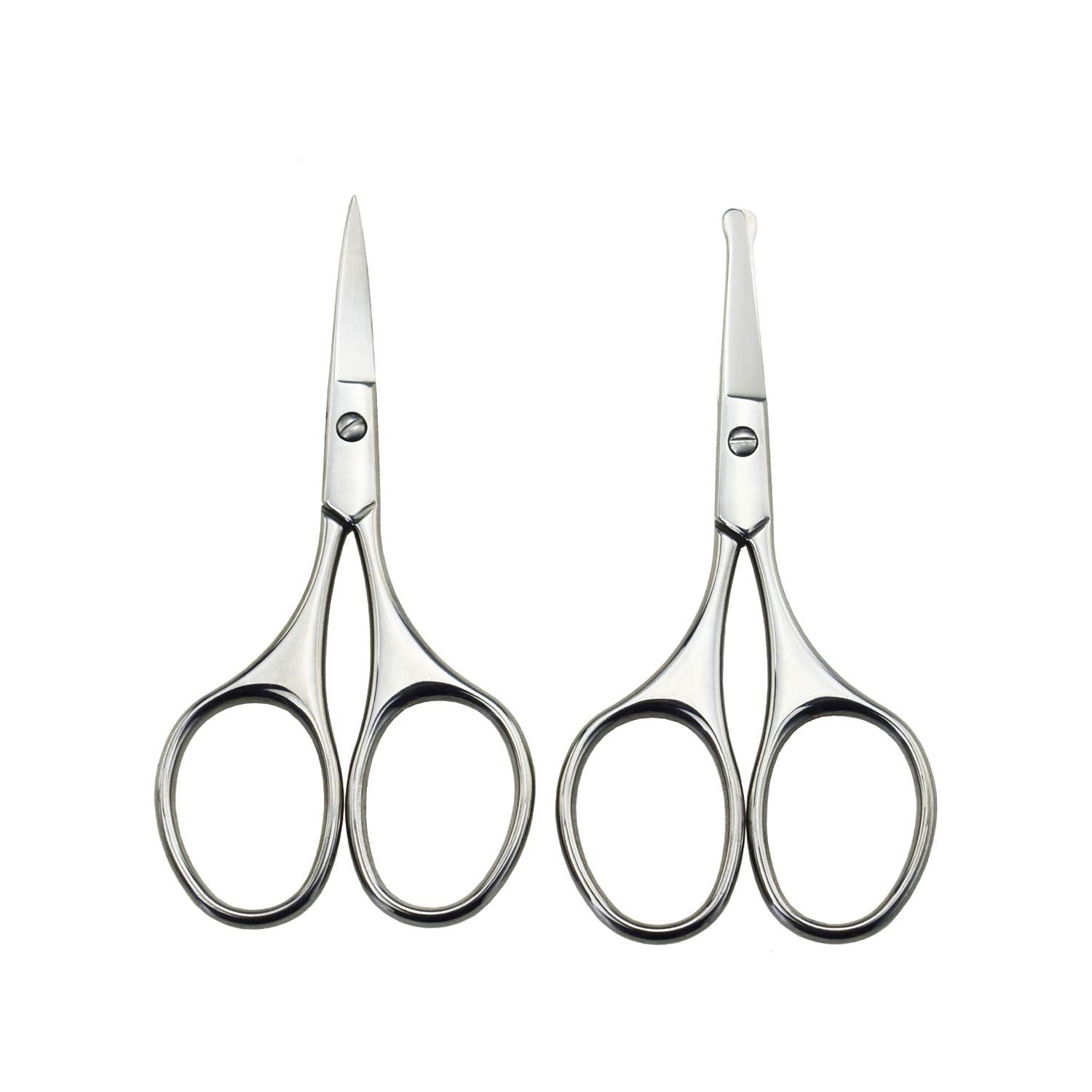 Motanar Nose Hair Trimmer Scissors-3.4' Round Tip Scissors For Ear Eyebrow Beard Mustache Trimming - Multi Purpose Round Personal Beauty Hair Care Tool For Men Women And Baby (Silver Kit)