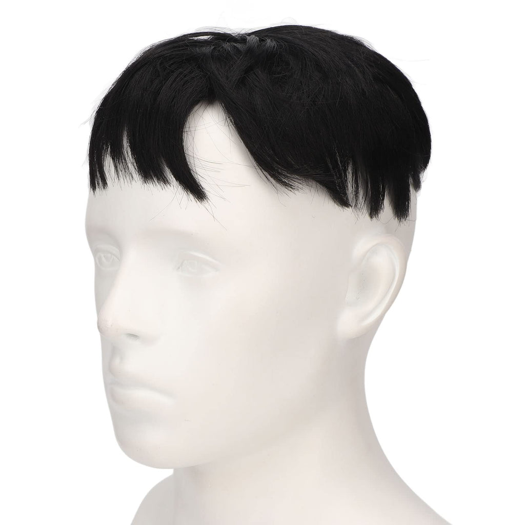ZASCHMOY Toupee for Men, Real Human Hair Topper Wig with Hairline, Breathable Comfortable Black Short Hairpiece for Daily Use