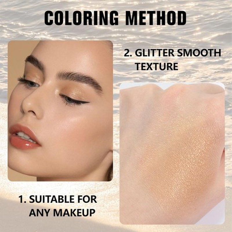Evpct Gold Single Eye Shadow Palette - High Pigment Shimmer & Glitter for Mature Skin | Warm Bronze & Copper Tones