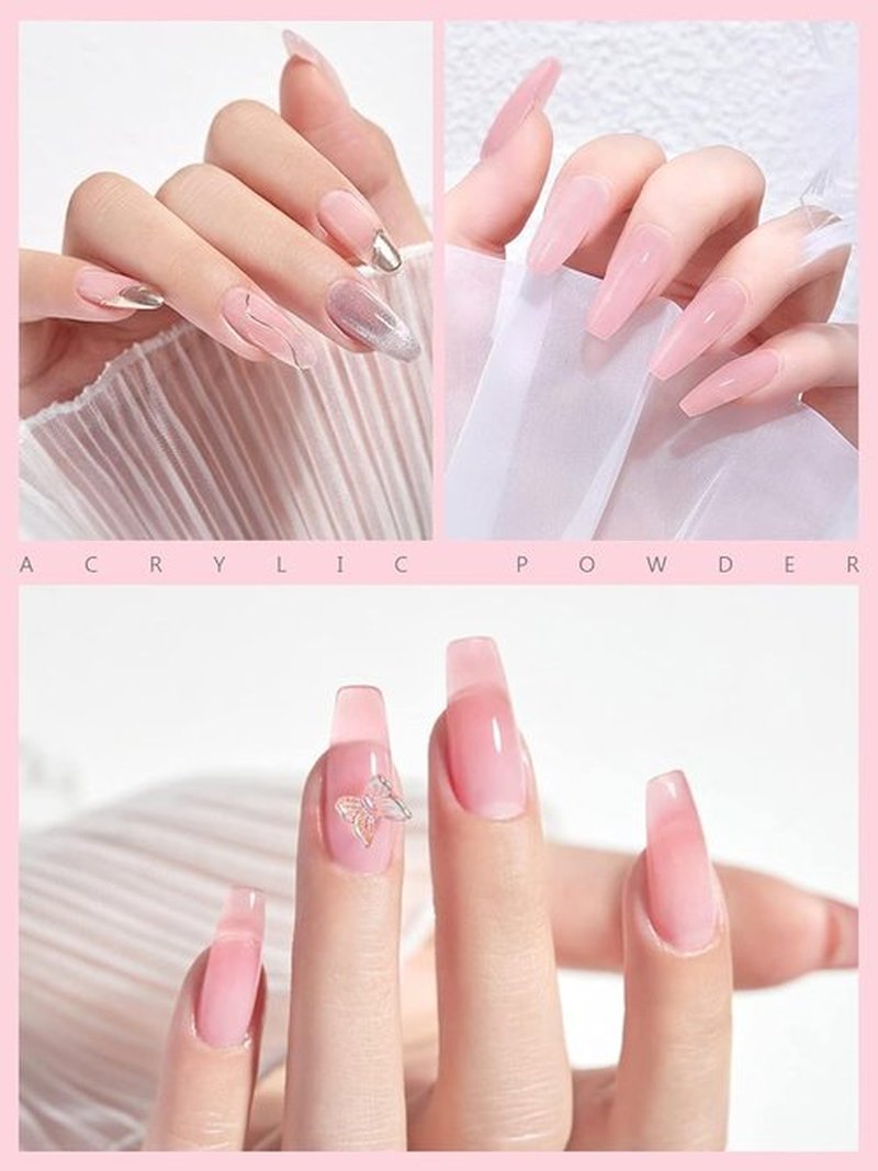 EBANKU Acrylic Powder - Pink 120g | Long-Lasting 3D Nail Carving & Extensions, No Lamp Needed