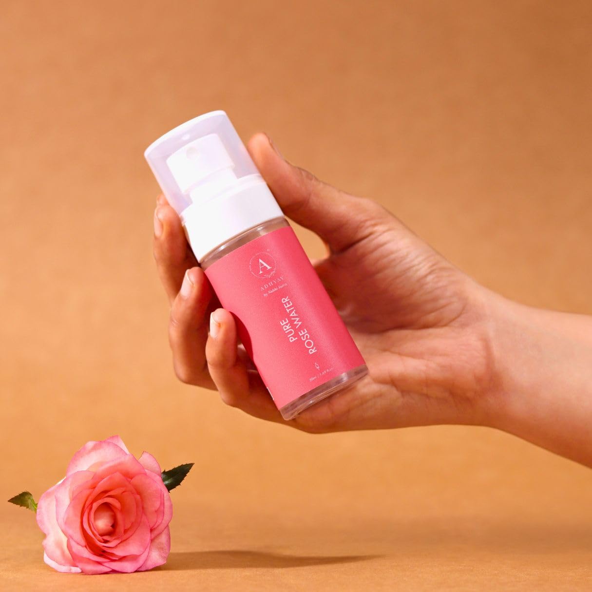 Adhyay Pure Rose Water | Steam Distilled Facial Toner & Hydrating Mist | Maintains Skin pH, Reduces Puffiness & Soothes Skin | Perfect Pre & Post Makeup Spray | Alcohol-Free | 50 ml