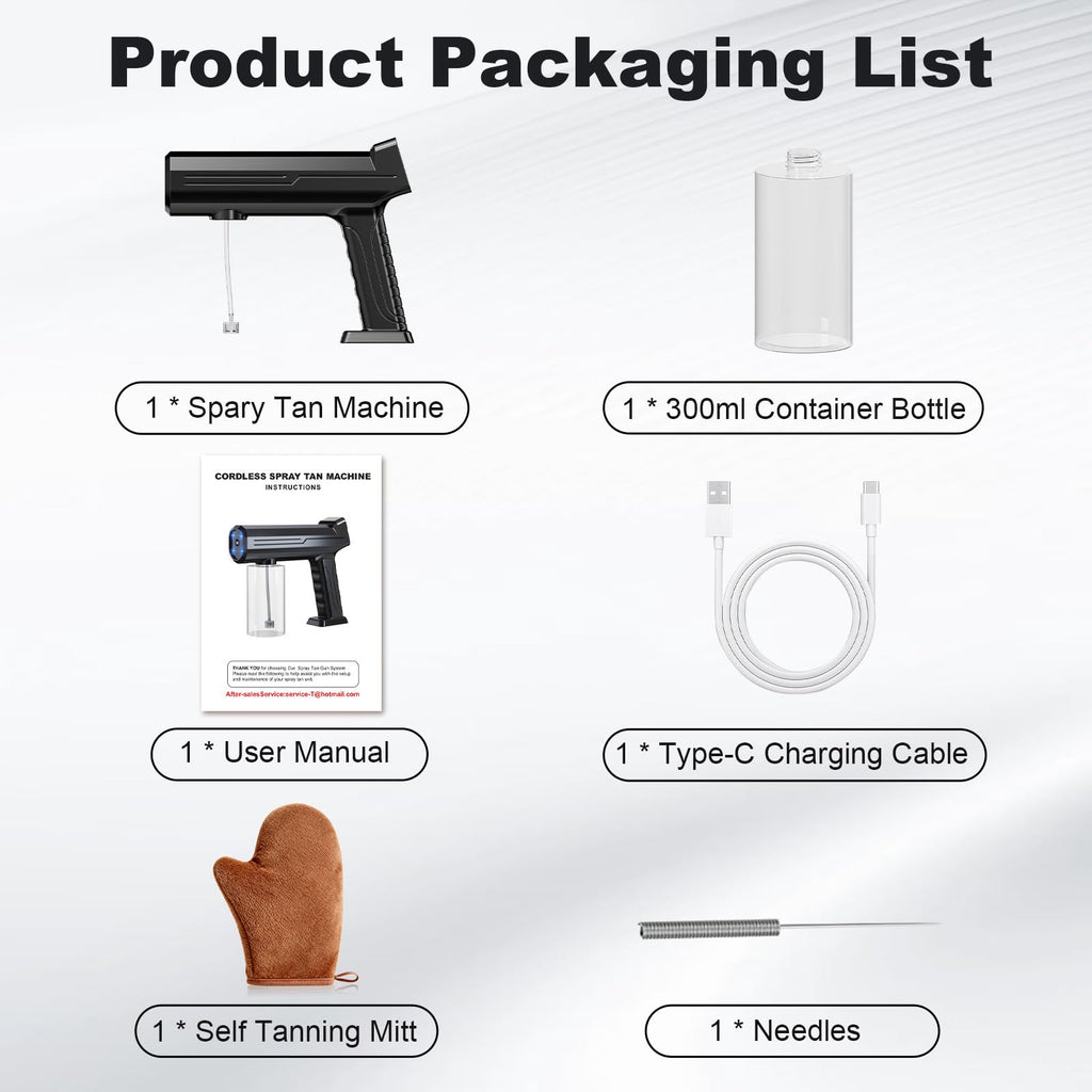 Spray Tan Machine, Portable & Cordless Spray Tan Gun, Even Spraying, Long Battery Life, Lightweight, Spray Tan Gun Machine with 300ml Bottle, Spray Tanning Machine for Home, Salon, DIY and Travel Use