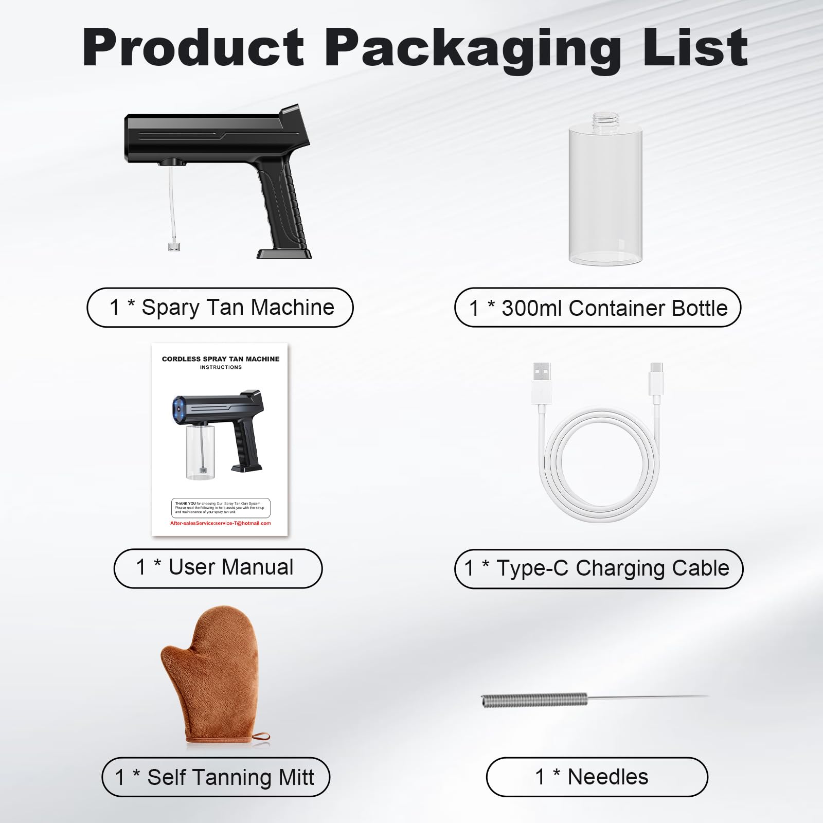 Spray Tan Machine, Portable & Cordless Spray Tan Gun, Even Spraying, Long Battery Life, Lightweight, Spray Tan Gun Machine with 300ml Bottle, Spray Tanning Machine for Home, Salon, DIY and Travel Use