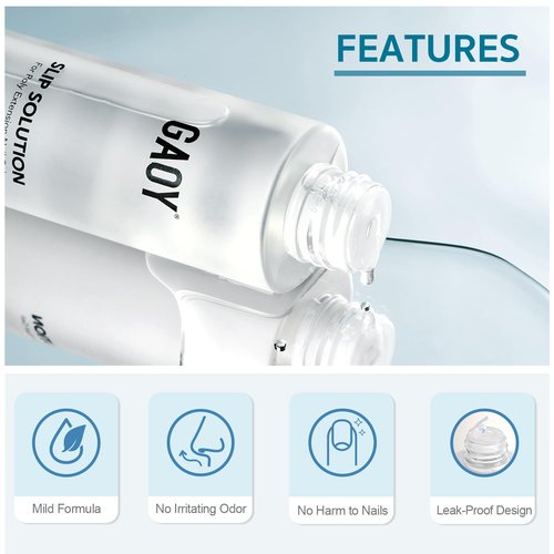 GAOY Slip Solution Set for Poly Gel Nails, 145ml Anti-stick Liquid with Nail Art Brush, for Building Extension Gel Nails