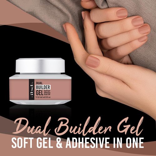 ibd Dual Builder Gel in Warm Nude, Soft Gel and Adhesive, Easy Soak Off, 0.5 oz