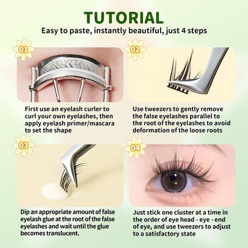Lash Extension Kit LC Curl DIY Eyelash Extension With Thin Lash Band Natural Look Faux Lash Clusters With Bottom Lashes, 10-12mm Individual False Lashes for Self Use