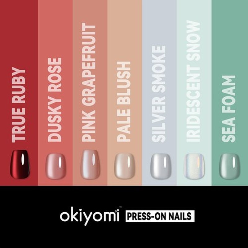 Okiyomi Pink Press on Nails - Dusky Rose Pink Cat Eye Press on Nails | Magnetic Sunset Rose Shimmer - Short Ballerina Squoval Shape - 15 Sizes - 30 Soft Gel Fake Nails with Glue and Stick On Tabs