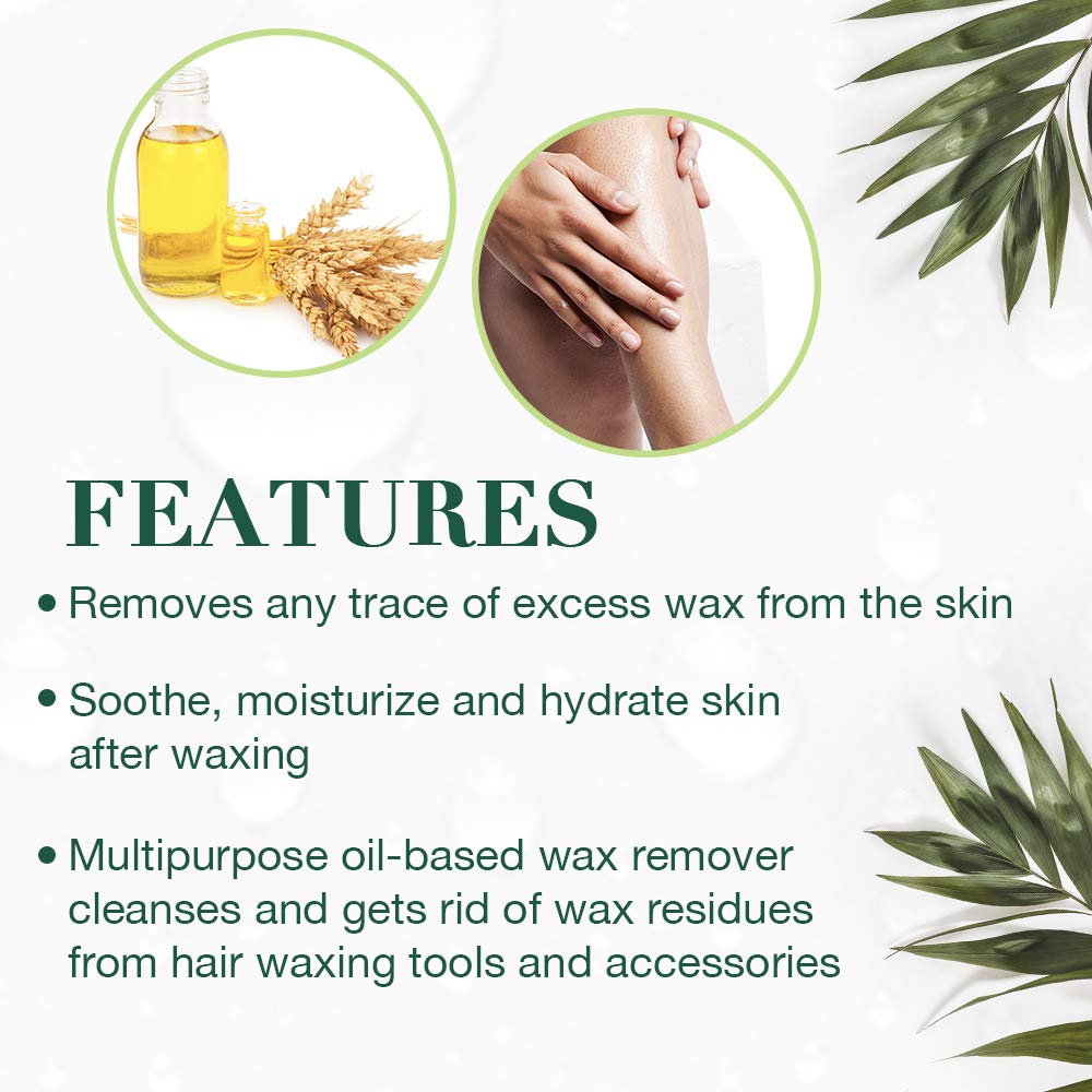 Clean + Easy After Wax Remover – After Wax Care Oil with Wheat Germ, Post Waxing Cleanser for Skin & Wax Residue, 16 oz