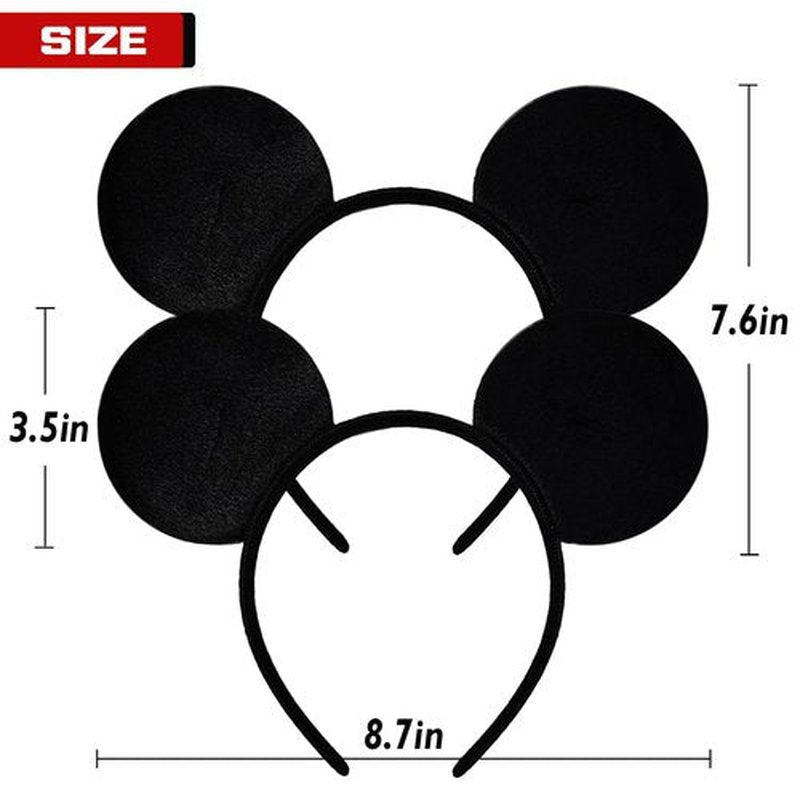 MADO 2 pack mouse ears headbands for adults women little girls boys (black, onesize)