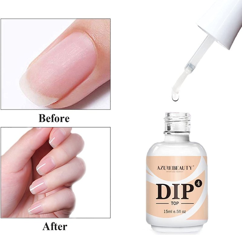 AZUREBEAUTY Dip Powder Top Coat - 15 ml for French Nail Art | Perfect for DIY Manicure & Salon Use