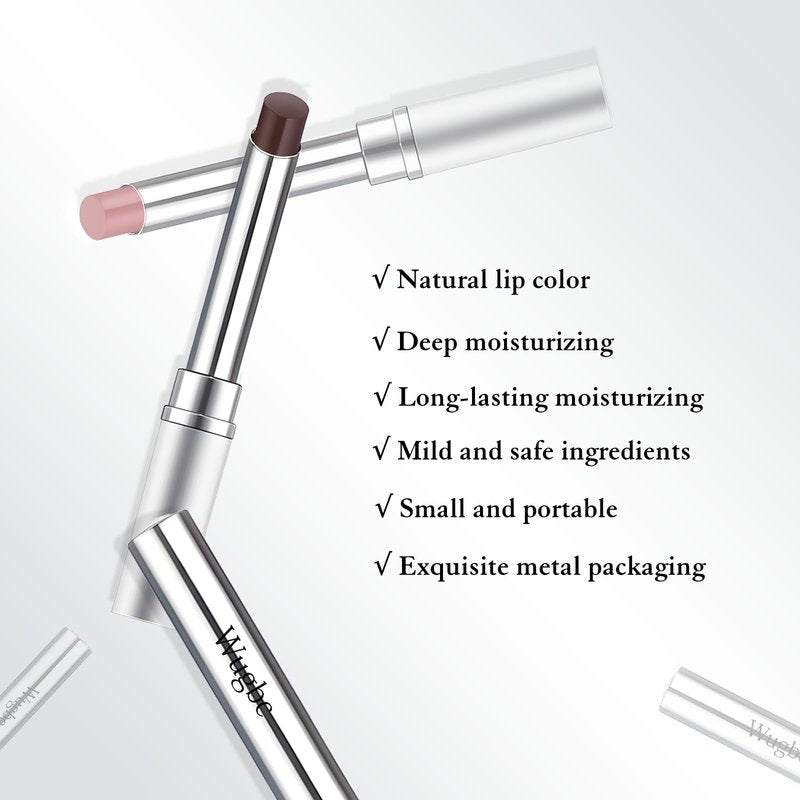 Wugbc 2 PCS Tinted Lip Balm Hydrating Sheer Natural Glossy Lip Care Balm for Repairing Dry Lips Lightweight Black Candy Color Non-Sticky Lipstick Makeup for All Skin Tones