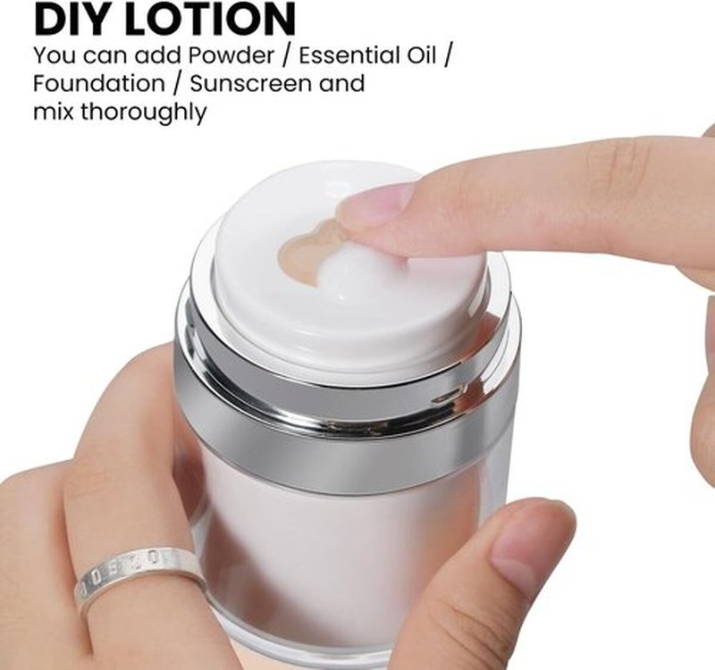 Airless Cosmetic Jar - Refillable Travel Makeup Container | Leak-Proof Design for Foundation & Creams | 1.7 oz Made in USA