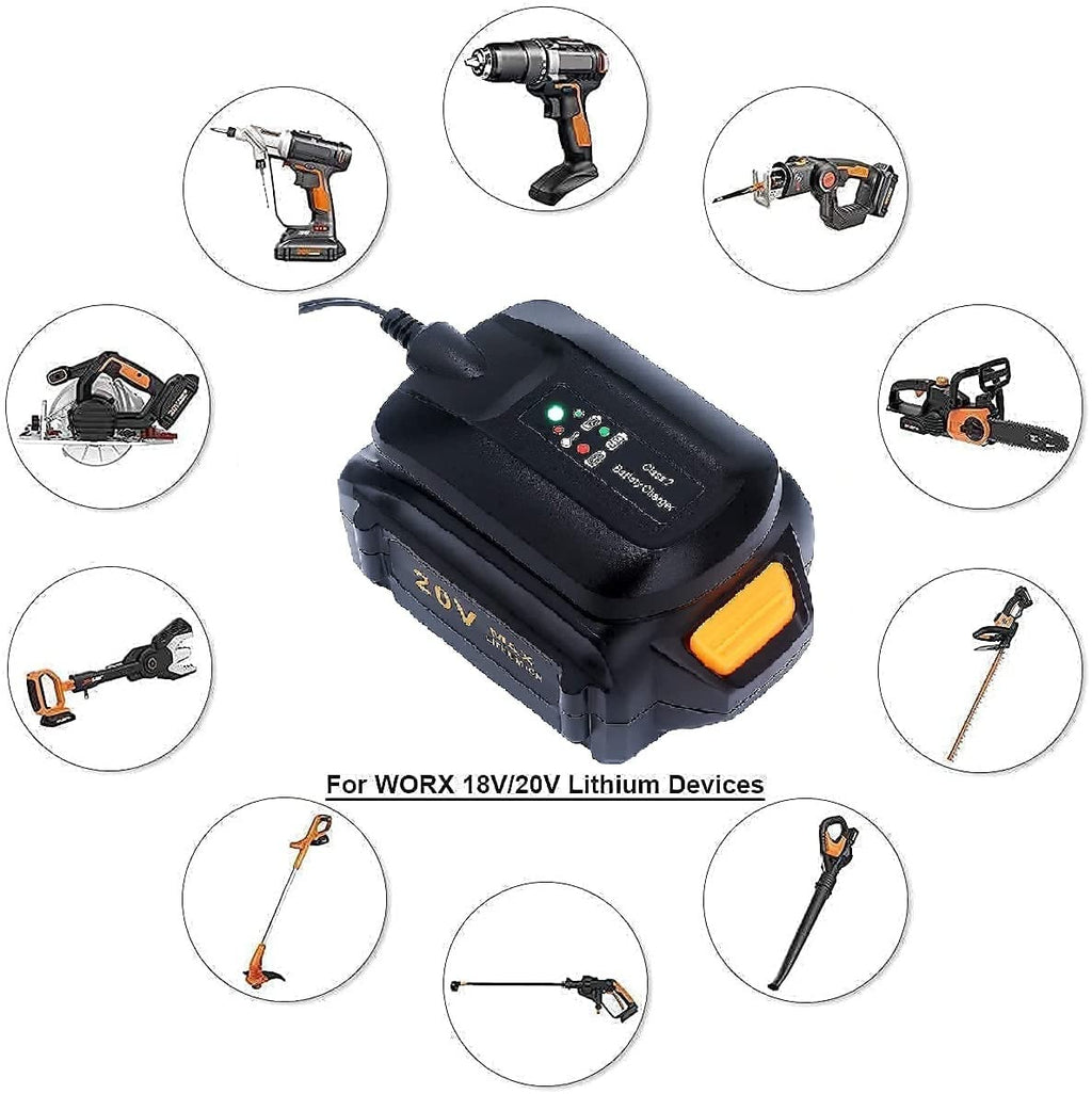 WA3742 Battery Charger for Worx 20V MAX Lithium PowerShare Battery WA3520 WA3525 WA3578 WA3732 WA3875 WA3881 WA3512.1