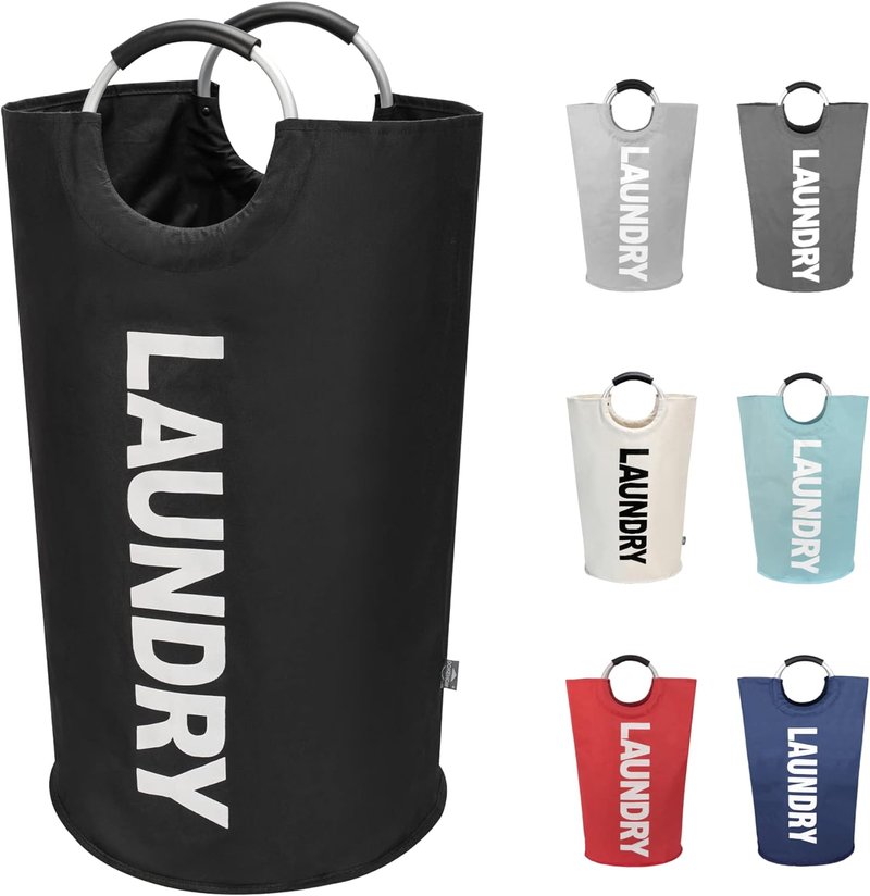 DOKEHOM 90L Collapsible Laundry Basket - Freestanding Tall Hamper for Easy Washing (Black)