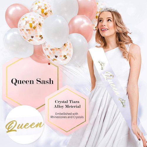 TOBATOBA King and Queen Crown Set with Sashes - King and Queen Crowns for Men and Women - Prom, Homecoming, Wedding, Birthday, Halloween