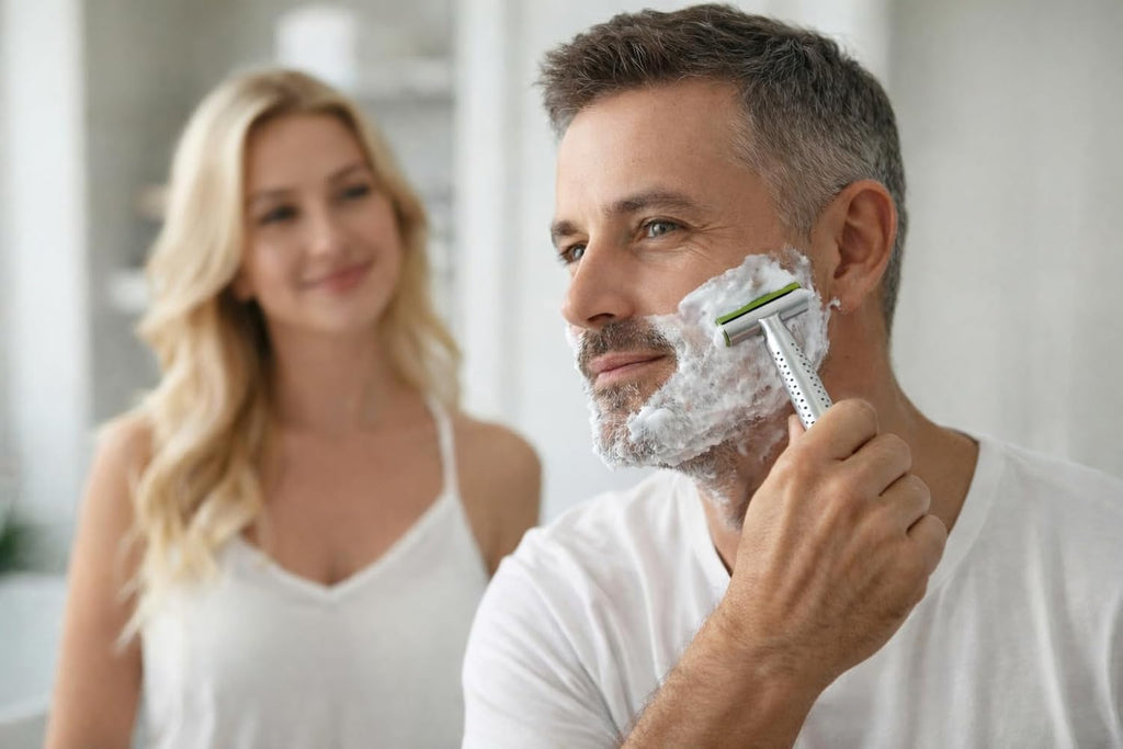 Parker Safety Razor - The AeroShave XL, Long Handle-CNC Aluminum Double Edge Safety Razor & 5 Blades,- Precision Blade Exposure for a Comfortable Shave, For Men & Women. Mild Aggression