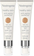 Neutrogena Healthy Skin Anti-Aging Perfector Tinted Facial Moisturizer and Retinol Treatment with Broad Spectrum SPF 20 Sunscreen with Titanium Dioxide, 50 Tan to Medium, 1 fl. oz (Pack of 2)