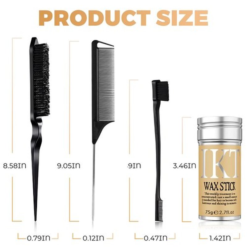 SOVONCARE 4 Pcs Hair Wax Stick for Flyaways with Brushes – Slick Back Hair Stick Wax for Women & Kids | Lightweight, Non-Greasy Hair Gel Stick for Sleek & Smooth Styles 2.7 Oz