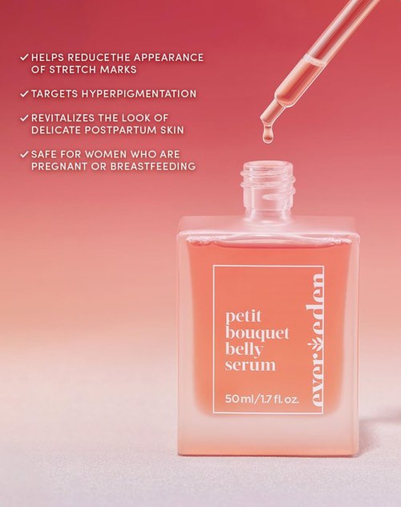 Evereden Petit Bouquet Belly Serum - Clean & Vegan Maternity Oil for Pregnancy | 1.7 fl oz Non-Toxic Stretch Mark Solution
