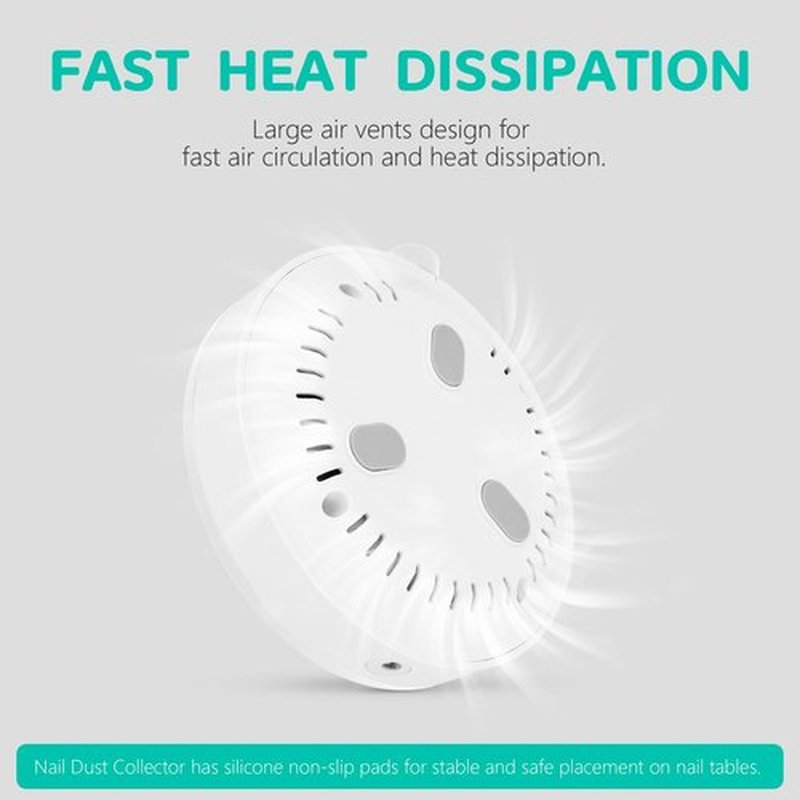AONOLOVO Nail Dust Collector, Compact Dust Collector Nail Tech Vacuum Fan Dust Extractor for Beginners Home Manicures, White