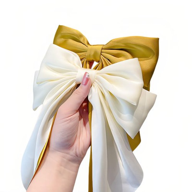 12 PCS Large Hair Bows for Women Girls Cute Ribbon Bow Hair Clips with Long Tails, Big Silky Satin Bows for Hair, Vintage Hair Accessories for Girls Women