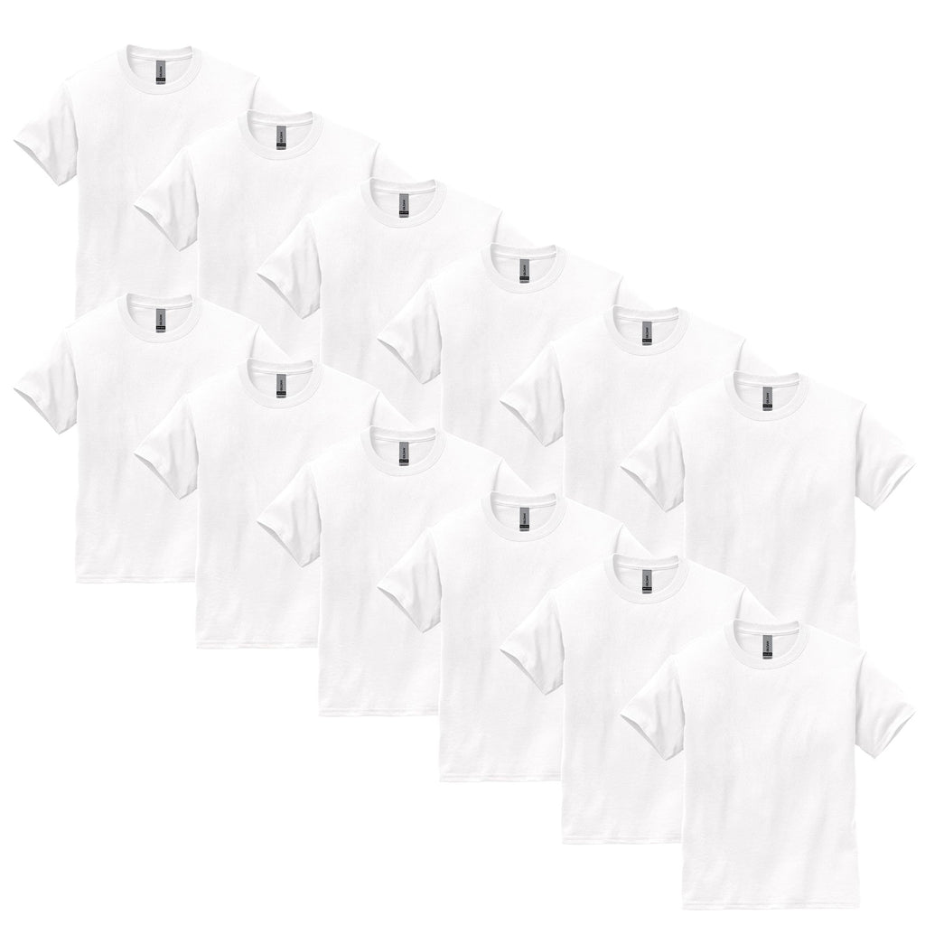 Gildan Youth Ultra Cotton T-Shirt, Style G2000B, Multipack, White (12-Pack), Medium