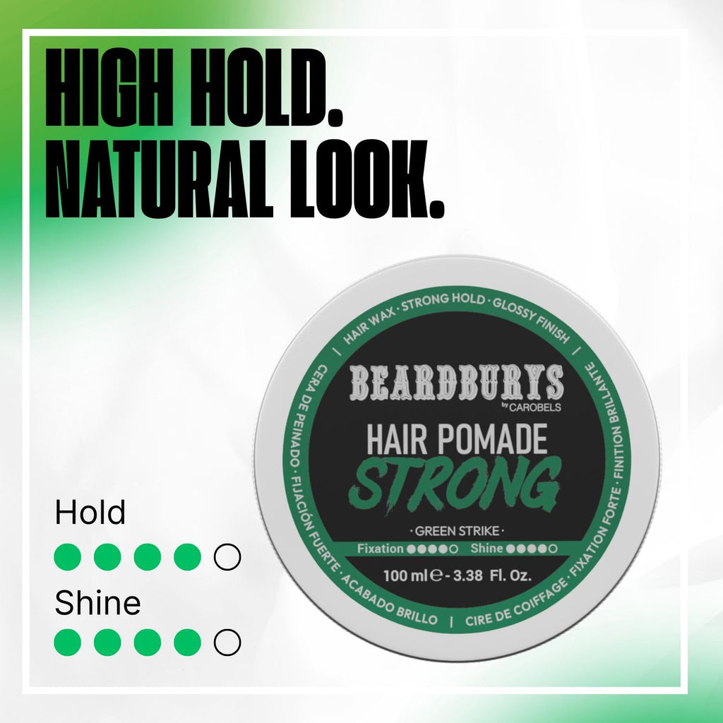 Beardburys Hair Pomade Strong Hold High Shine Wax for Men 3.38 oz