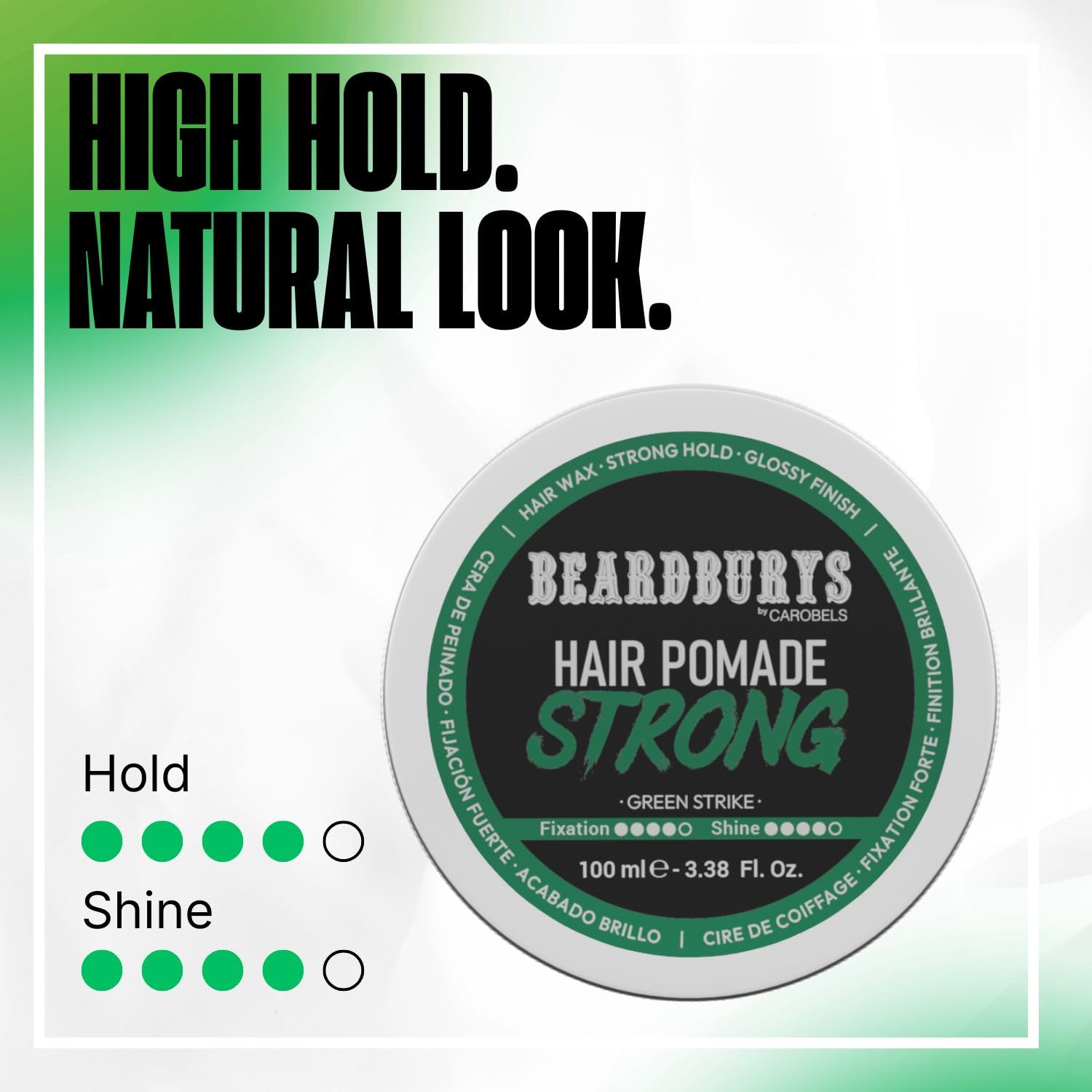 Beardburys Hair Pomade Strong Hold High Shine Wax for Men 3.38 oz