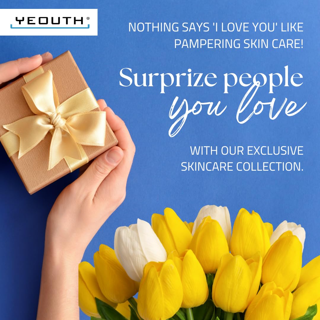 YEOUTH Valentine's Day Skin Care Set - Hydrating Hyaluronic Acid Serum & Vitamin C Toner | 3-Piece Facial Gift Set