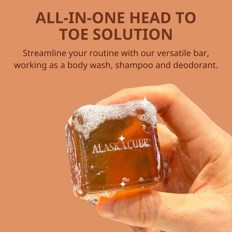 Alaskacube Deo Wood Shower Bath Soap Bar Luxurious Sandalwood Woody Scent Eliminates Body Odor Long Lasting Rich Foam | Body Wash, Shampoo, Deodorant for Men Women Luxury Perfumed Perfect for Gift